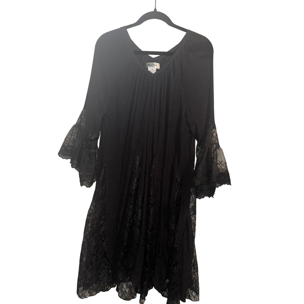 Angel Heart Boutique Dark Gray Lace Bell Sleeve Mini Dress 2XL  Boho Fairy